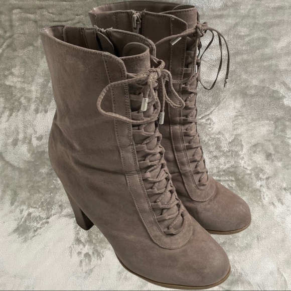 Carlos Santana Sandra Lace Up Chunky Heel Faux Suede Boots Size 10 - Picture 1 of 10
